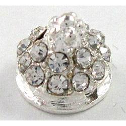 alloy bead with mideast rhinestone, silver plated