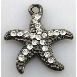 starfish alloy pendants with rhinestone, black
