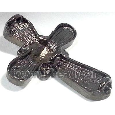 Bracelet bar, cross, alloy bead with rhinestone, black