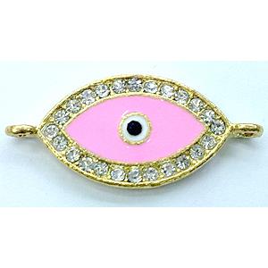 eyes bracelet bar, enamel alloy with Rhinestone, gold