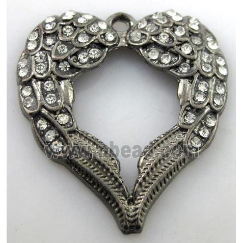 alloy pendants with rhinestone, black