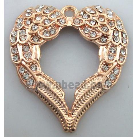 alloy pendants with rhinestone, red copper