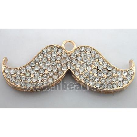 alloy Mustache pendants pave rhinestone rose gold