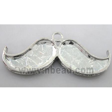 alloy Mustache pendants with rhinestone, platinum plated