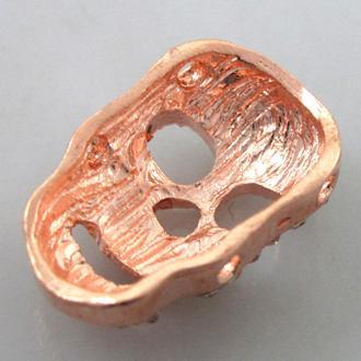 Bracelet bar, alloy bead with rhinestone, skull, red copper