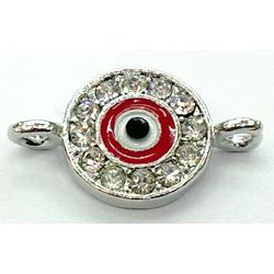 eyes bracelet bar, enamel alloy with Rhinestone, platinum plated