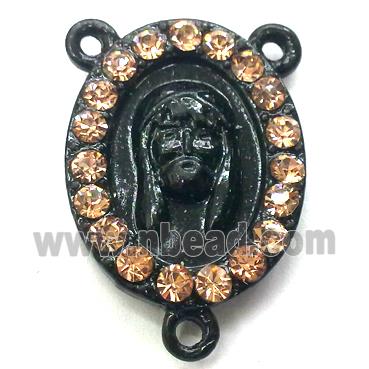 goddess bracelet bar, enamel alloy with Rhinestone, black