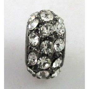 alloy bead with rhinestone, black