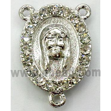 goddess bracelet bar, enamel alloy with Rhinestone, platinum plated