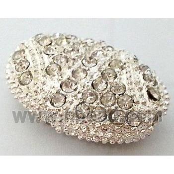 Bracelet bar, alloy bead with rhinestone, silver plated