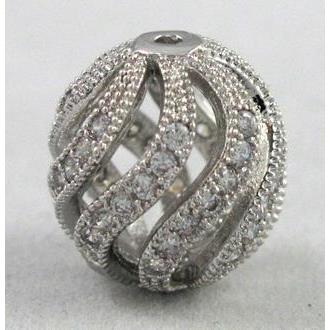 bracelet spacer, copper bead with zircon rhinestone