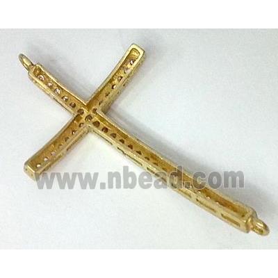 bracelet bar, copper bead with zircon rhinestone, brass
