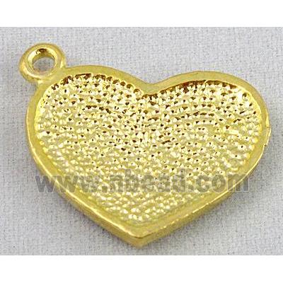 alloy pendant with rhinestone, heart, gold