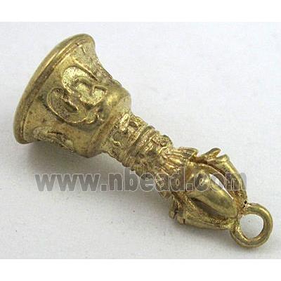 copper Phurba pendant, bell, brass