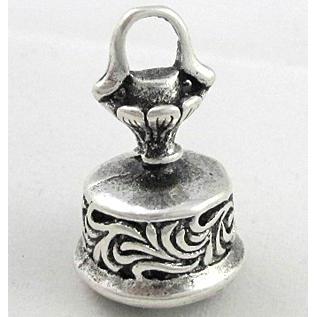 copper pendant, bell, antique silver