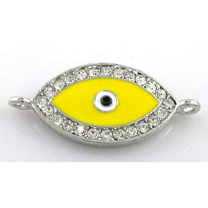 evil eye bracelet-bar, enamel alloy with Rhinestone, platinum plated
