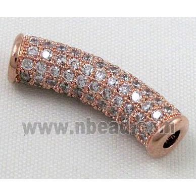 bracelet bar, copper bead with zircon rhinestone, red copper