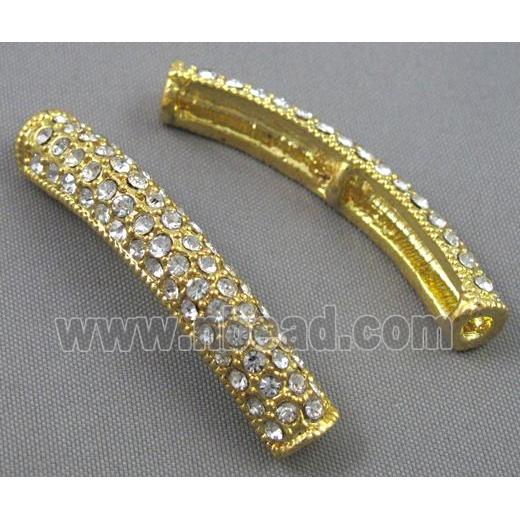 bracelet bar, alloy bead with rhinestone, gold