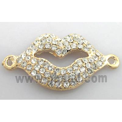 bracelet bar, alloy mouth with Rhinestone, gold