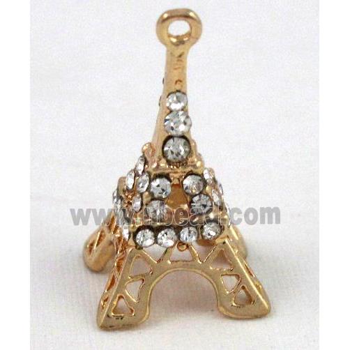 alloy pendant with rhinestone, gold plated