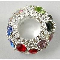 alloy beads with rhinestone, silver plated
