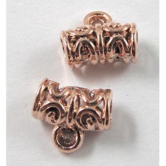 alloy bead with rhinestone, rose-gold plated