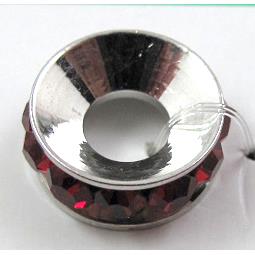 alloy bead with rhinestone, platinum plated