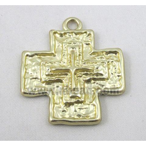 cross alloy pendant, duck- gold