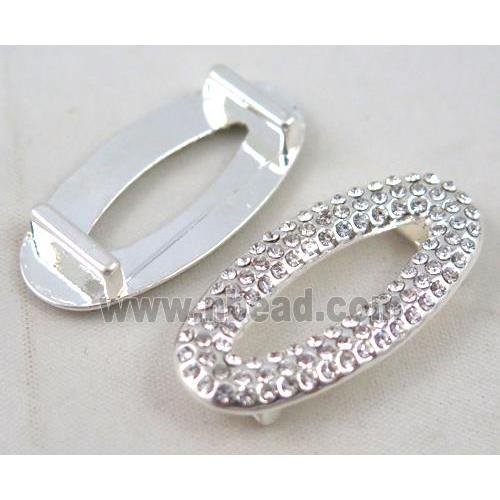bracelet bar, alloy bead paved with rhinestone, silver plated