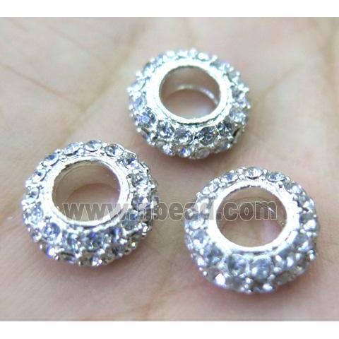 alloy spacer bead with rhinestone, rondelle
