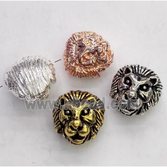 alloy spacer bead, lion head, mixed color