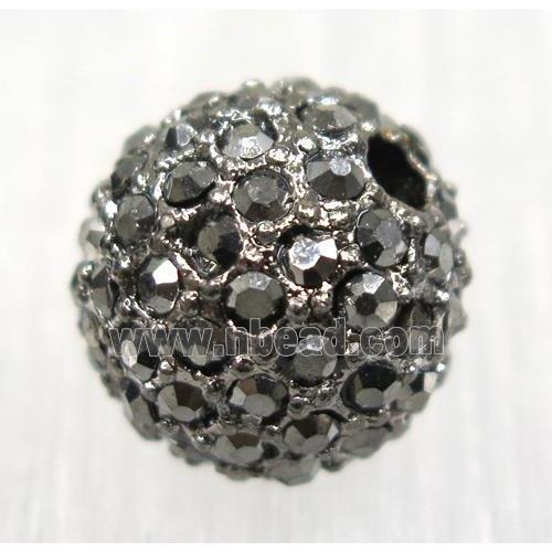 round alloy spacer beads pave rhinestone, black plated