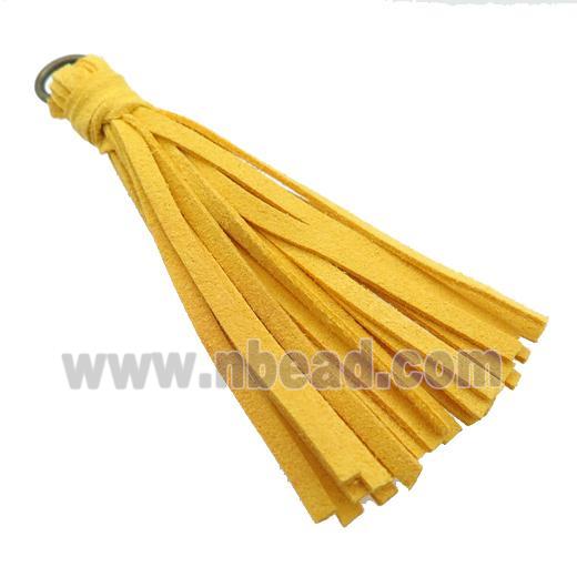yellow synthetic Suede Cord tassel pendant