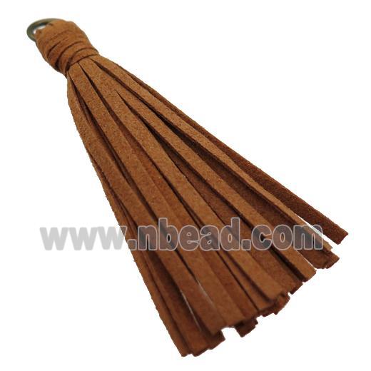 brown synthetic Suede tassel pendant