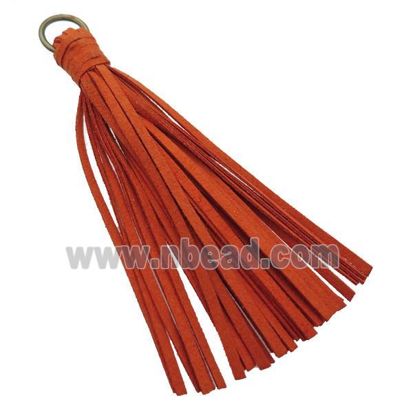 synthetic Suede tassel pendant, red