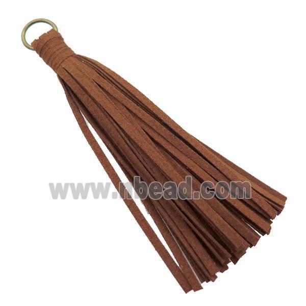 brown synthetic Suede tassel pendant