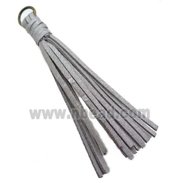 gray synthetic Suede tassel pendant
