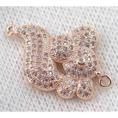 copper squirrel connector paved zircon, rose gold