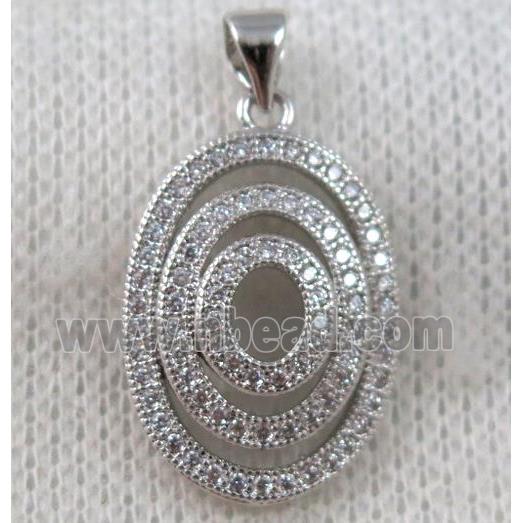 copper pendant paved zircon, platinum plated