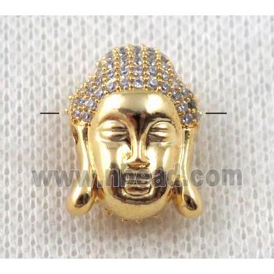 copper buddha beads paved zircon, gold plated