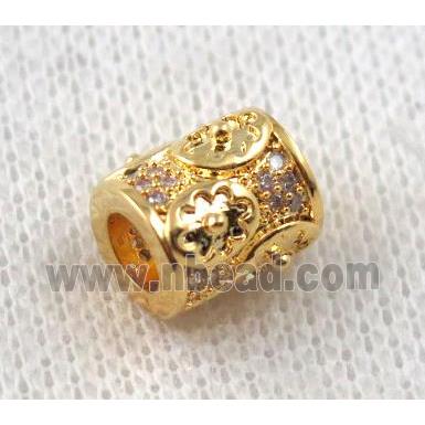 copper tube bead paved zircon, gold plated