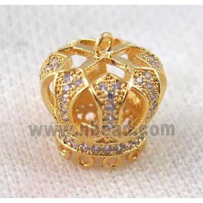 copper crown tassil bail paved zircon, gold plated