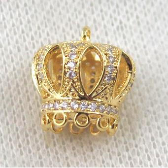 copper crown tassil bail paved zircon, gold plated