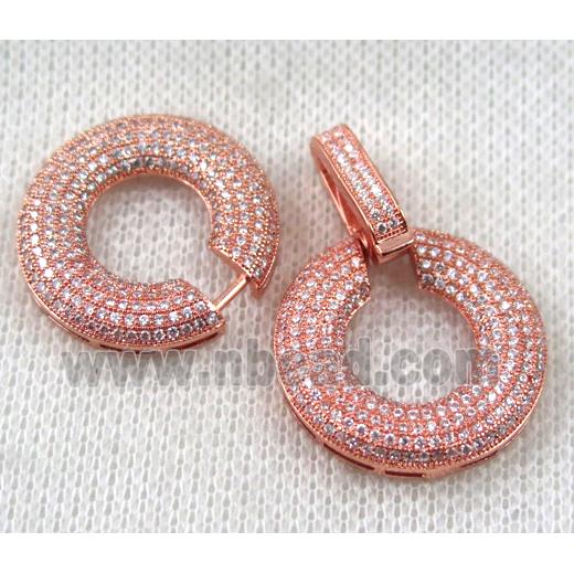 copper donut connector clasp paved zircon, rose gold