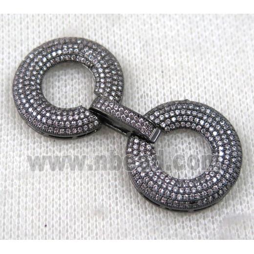 copper donut connector clasp paved zircon, black plated