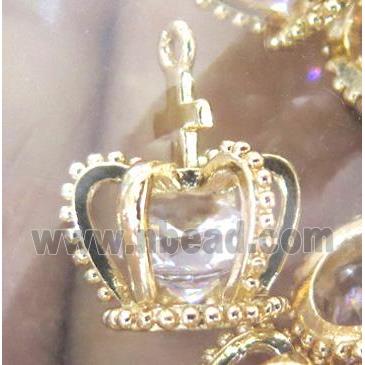 crown pendant with crystal, copper, gold plated