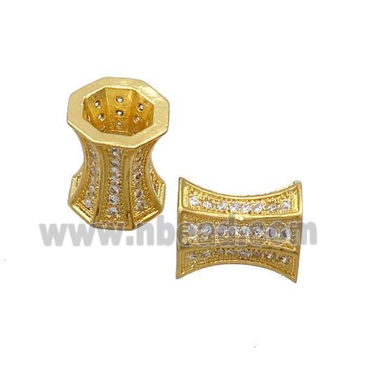 paved zircon copper spacer tube beads, gold plated