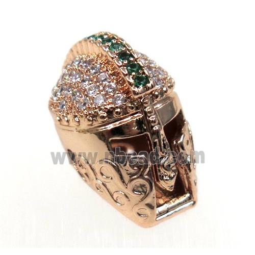 copper helm bead paved zircon, rose gold
