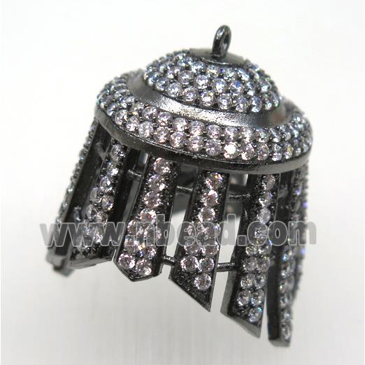 copper tassel bail pendant paved zircon, black plated