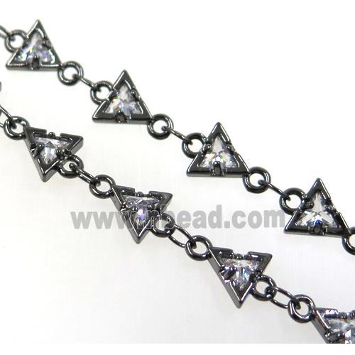 copper chain paved zircon, triangle, black plated